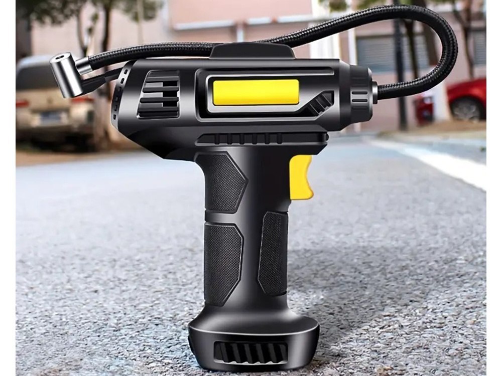 KOMPRESOR SAMOCHODOWY PISTOLET DO POMPOWANIA KÓŁ POMPKA 12V 120W 10 BAR LED